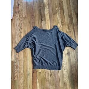 Y2K Style Loose Fitting Cold Shoulder Brown Sparkle Top EXPRESSS